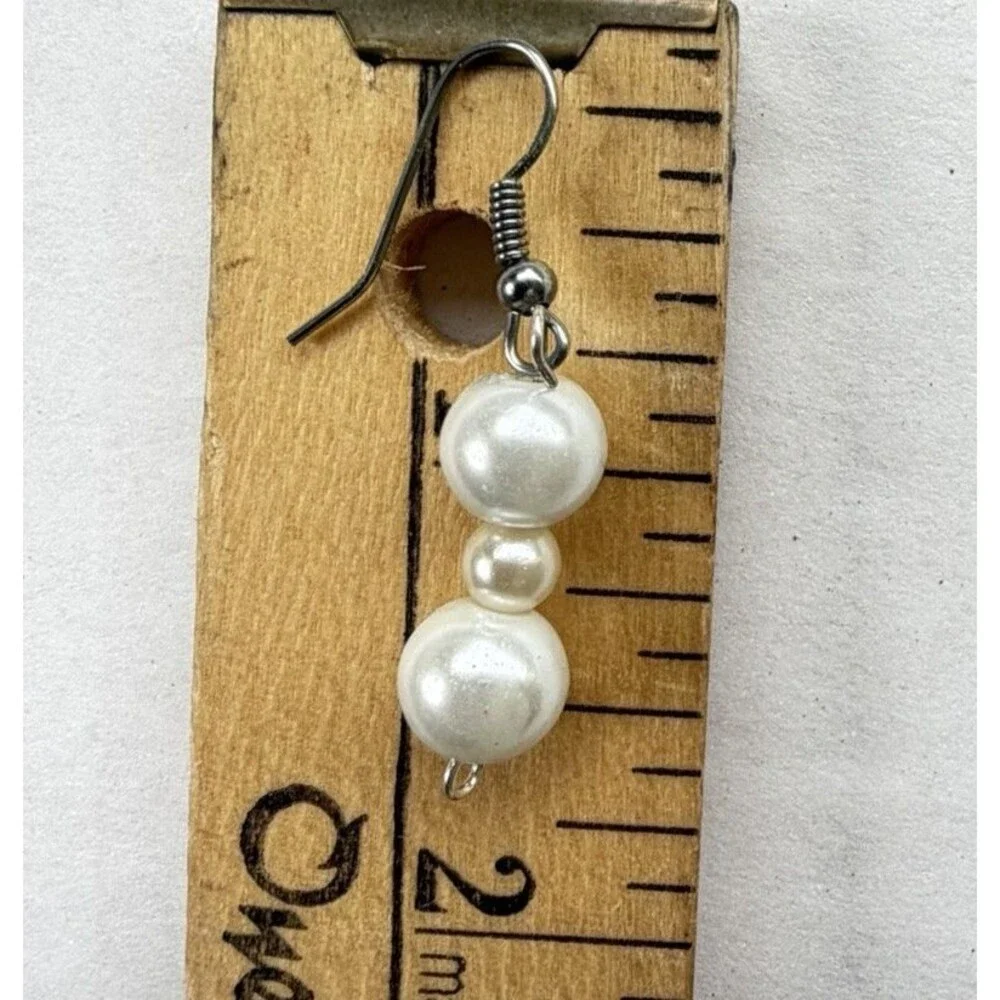Vintage Classic Faux Pearl Drop Earrings Dangle White Bridal Minimalist Romantic